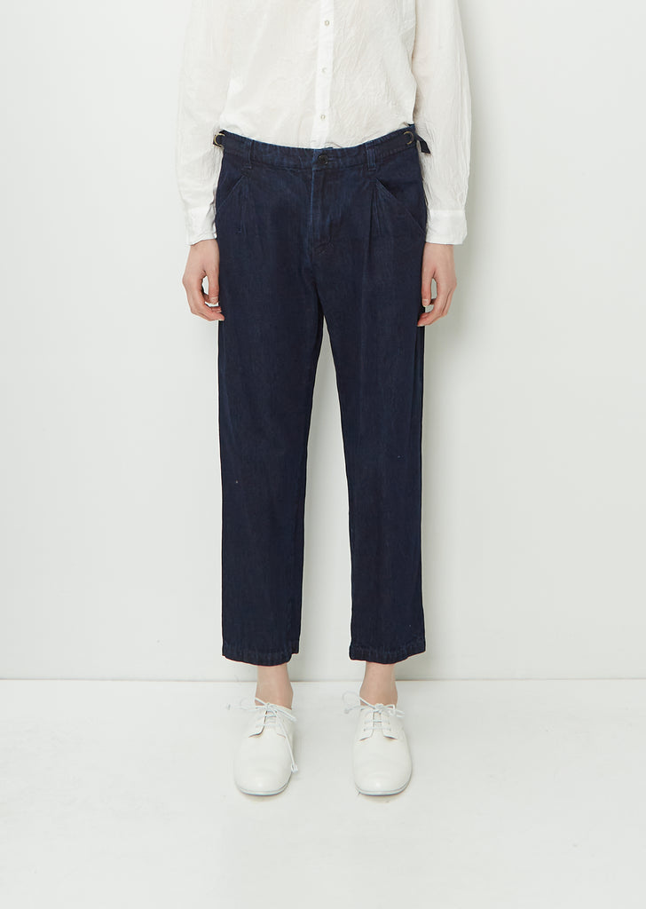 Cotton Linen Denim Pants — Indigo