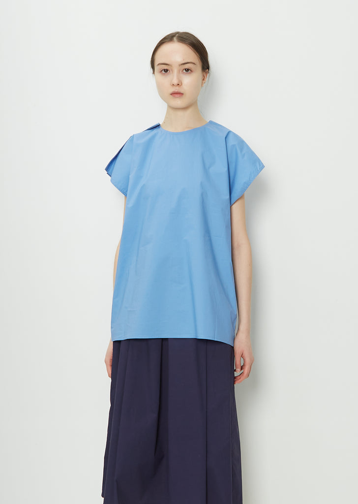 Bess Cotton Poplin Top — Blue Sky