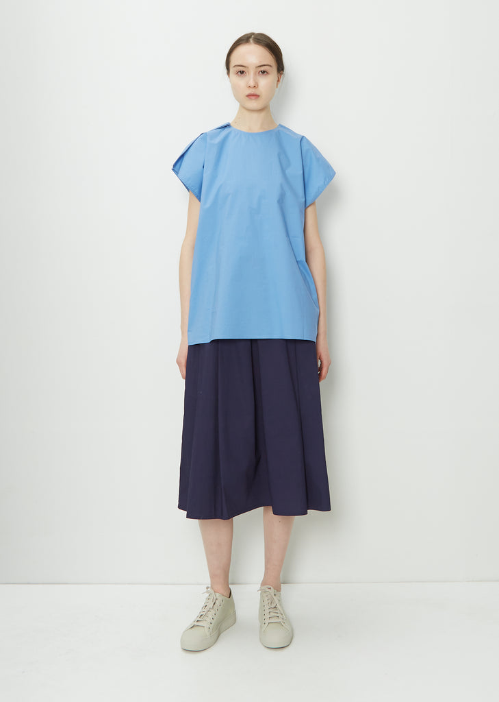Bess Cotton Poplin Top — Blue Sky