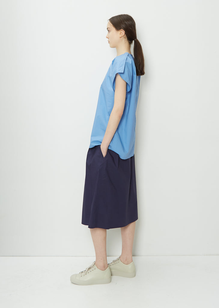 Bess Cotton Poplin Top — Blue Sky