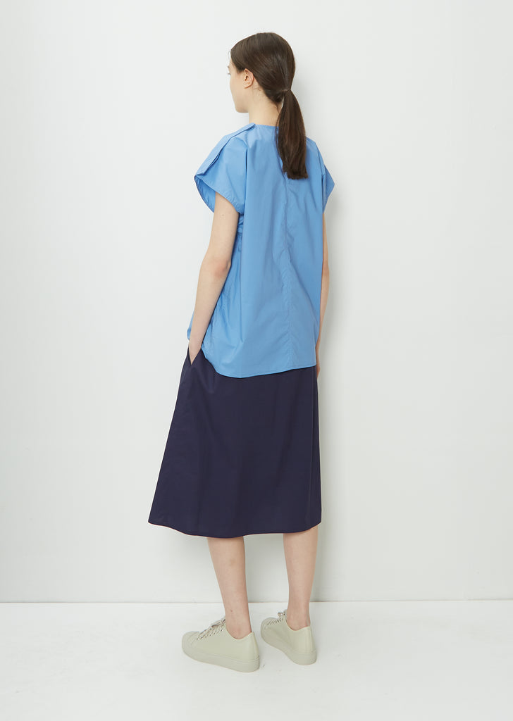 Bess Cotton Poplin Top — Blue Sky
