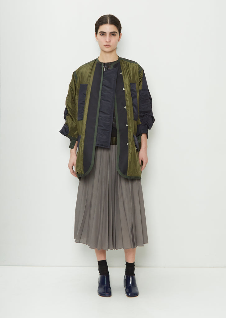 Quilted Blouson Wool Blend Jacket — Khaki