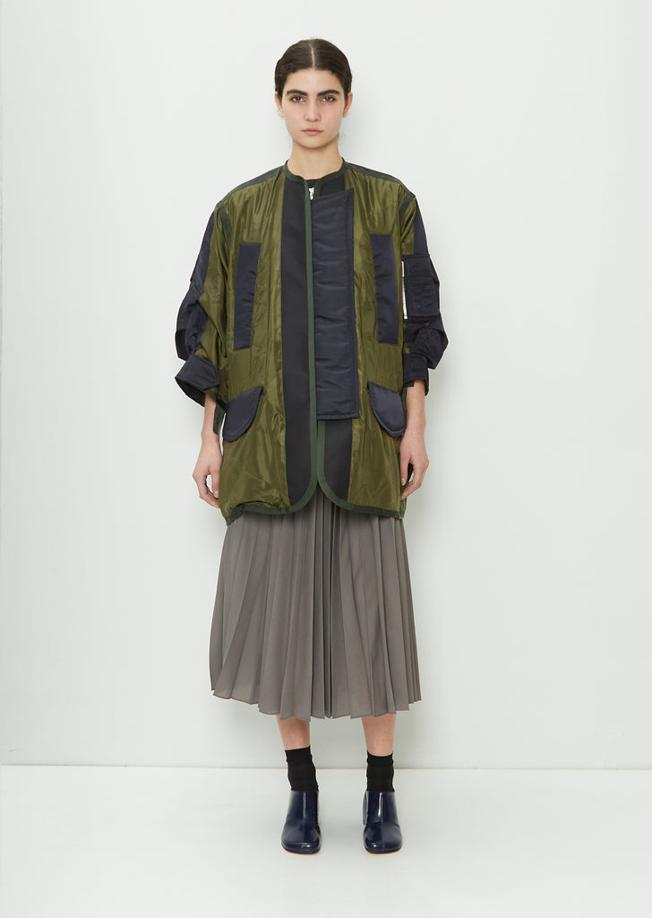 Quilted Blouson Wool Blend Jacket — Khaki
