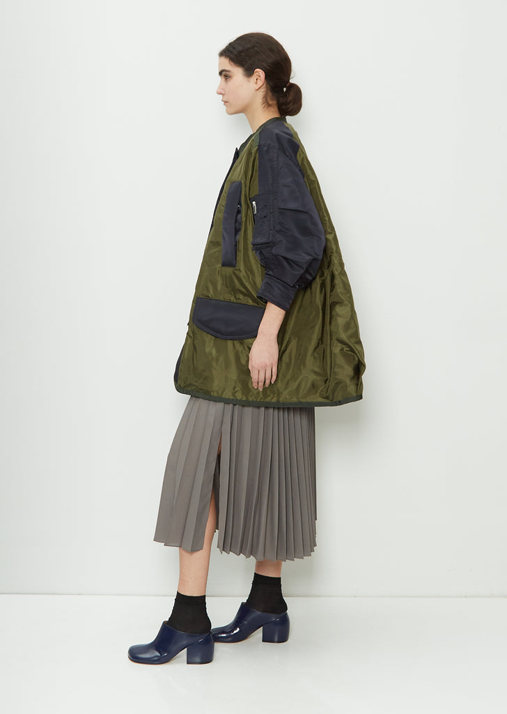 Quilted Blouson Wool Blend Jacket — Khaki