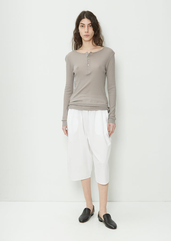 Cotton Cashmere Henley Tee — Silver Grey