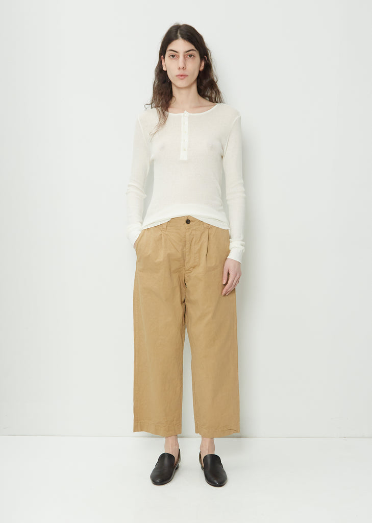 Straight Tuck Pants — Beige