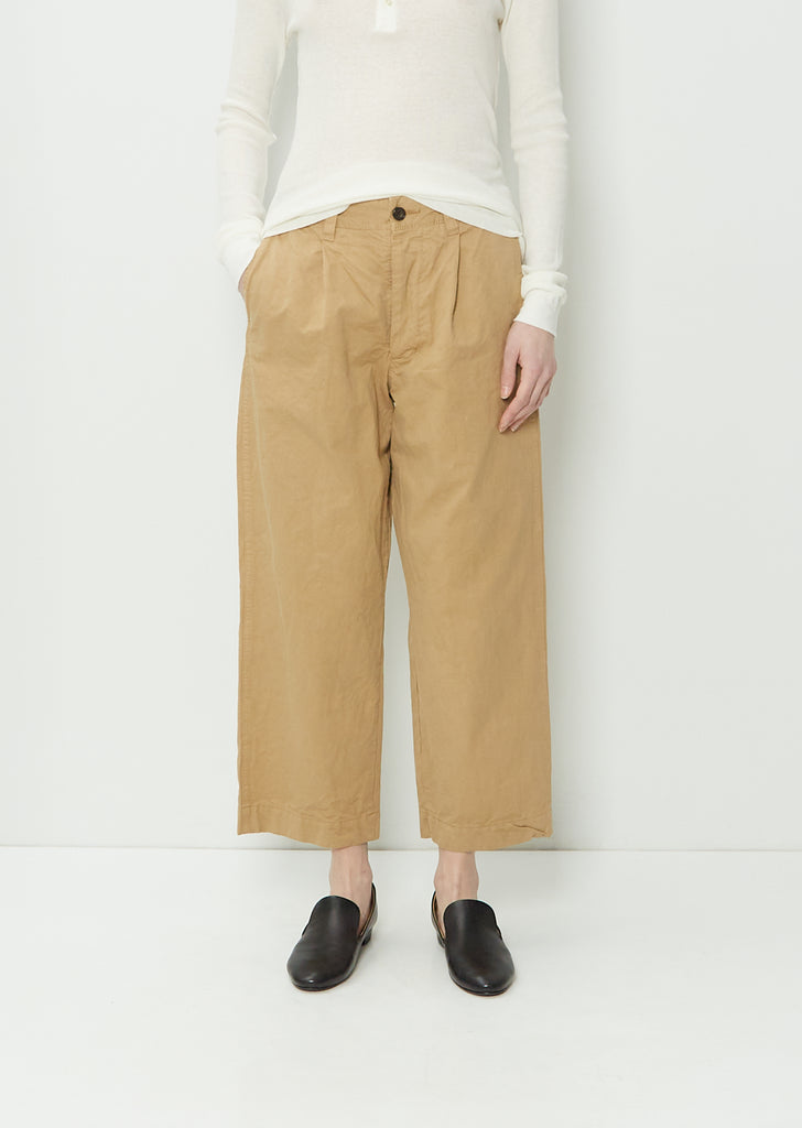 Straight Tuck Pants — Beige