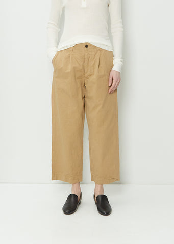 Straight Tuck Pants — Beige