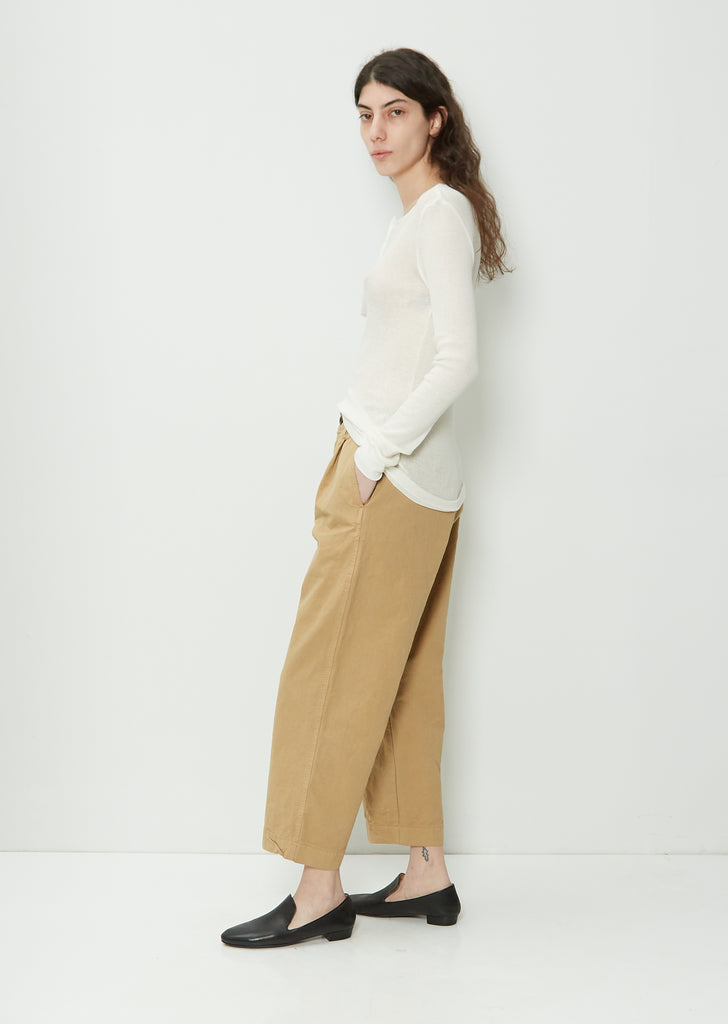 Straight Tuck Pants — Beige