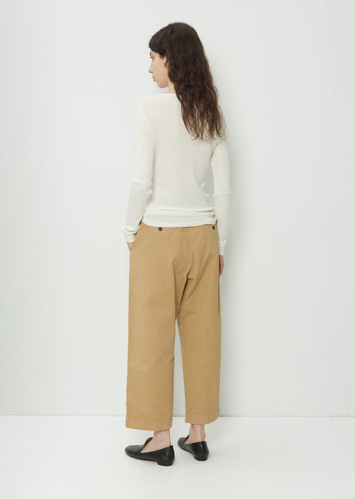 Straight Tuck Pants — Beige