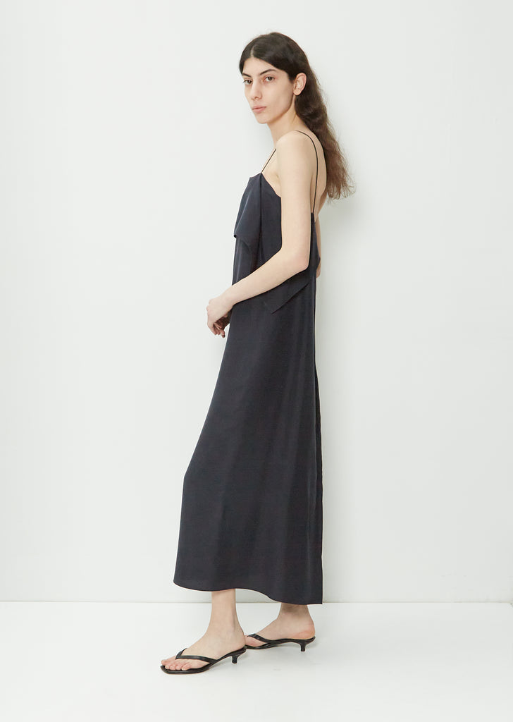 Draped Silk Cami Dress — Navy