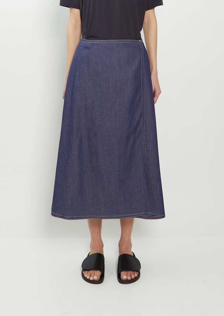 Sing Wrap Denim Skirt — Indigo