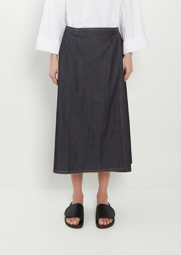 Sing Wrap Denim Skirt — Midnight