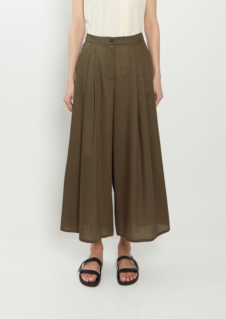 Wide Silk Pants — Military