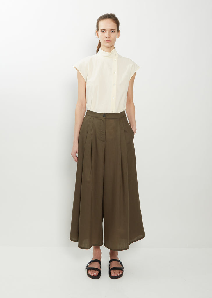 Wide Silk Pants — Military
