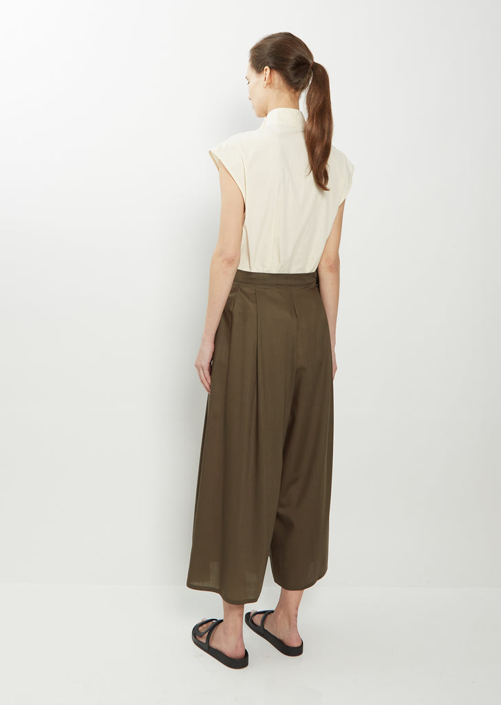 Wide Silk Pants — Military