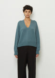 Cashmere Cropped V Neck — Marine
