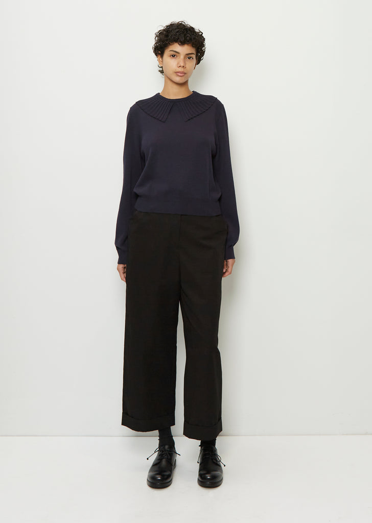 Merino Wool Fluted Collar Jumper