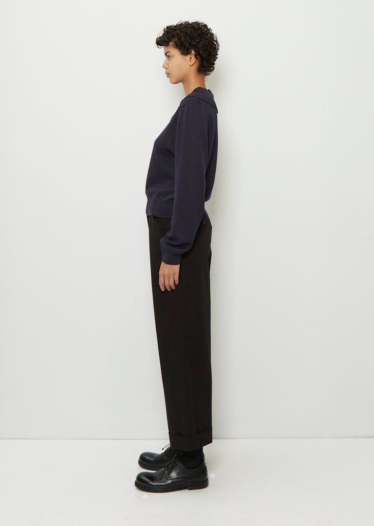 Merino Wool Fluted Collar Jumper