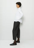 Round Collar Long Sleeve Cotton Shirt — White
