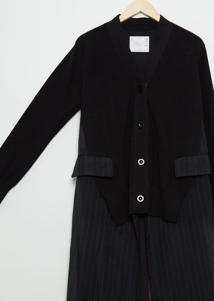 Chalk Stripe x Knit Cardigan — Navy