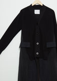 Chalk Stripe x Knit Cardigan — Navy