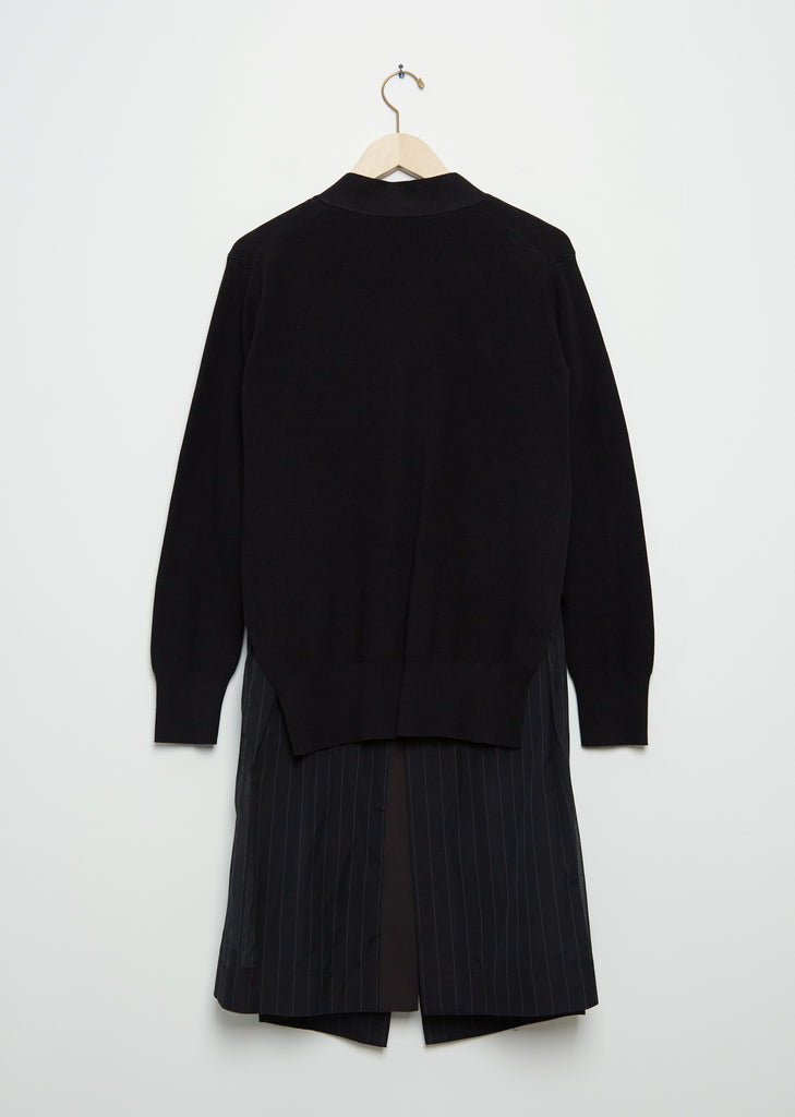 Chalk Stripe x Knit Cardigan — Navy
