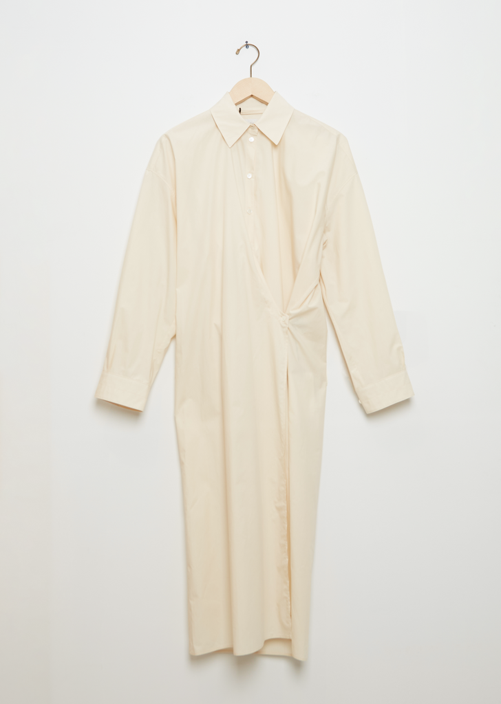 Straight Collar Twisted Cotton Dress