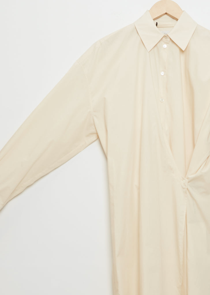 Straight Collar Twisted Cotton Dress