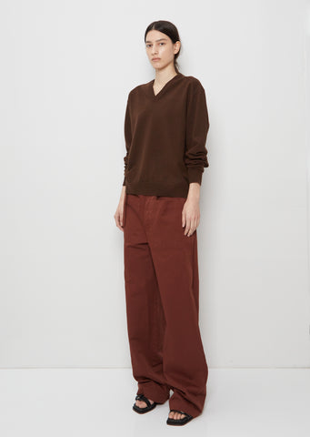 Unisex V-Neck Wool Jumper — Wood