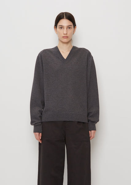 Unisex V-Neck Wool Jumper — Zinc Chine – La Garçonne