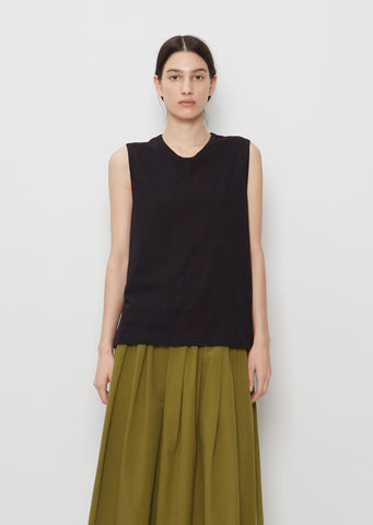 Muscle Cotton Linen Tank Top — Black
