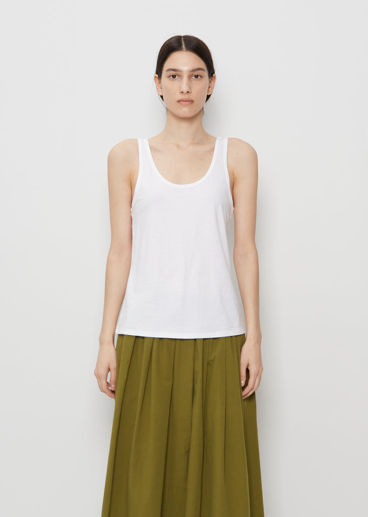 Scoop Cotton Tank Top — White