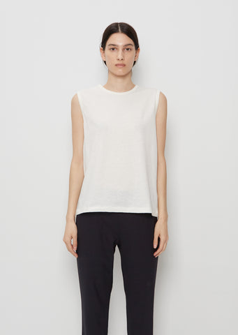 Muscle Cotton Linen Tank Top — White