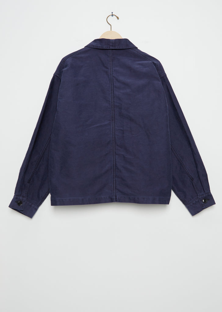 Unisex Long French Coverall Cotton Jacket — Navy