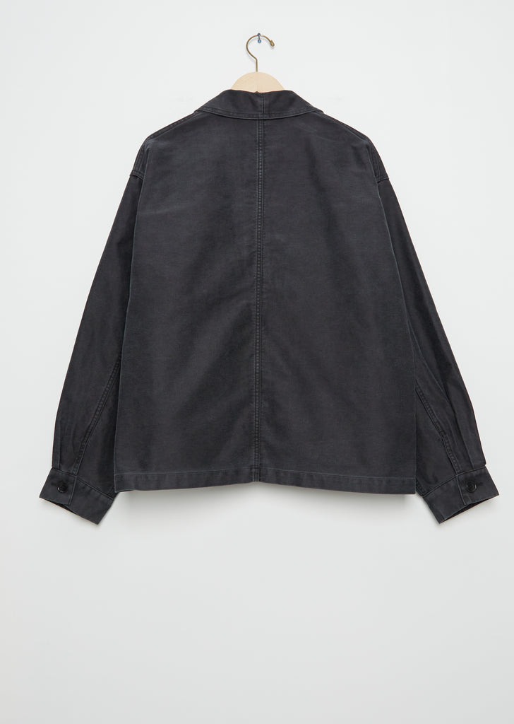 Unisex Long French Coverall Cotton Jacket — Black