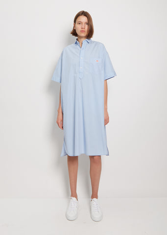 Collared Cotton Dress — Sax
