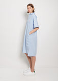 Collared Cotton Dress — Sax