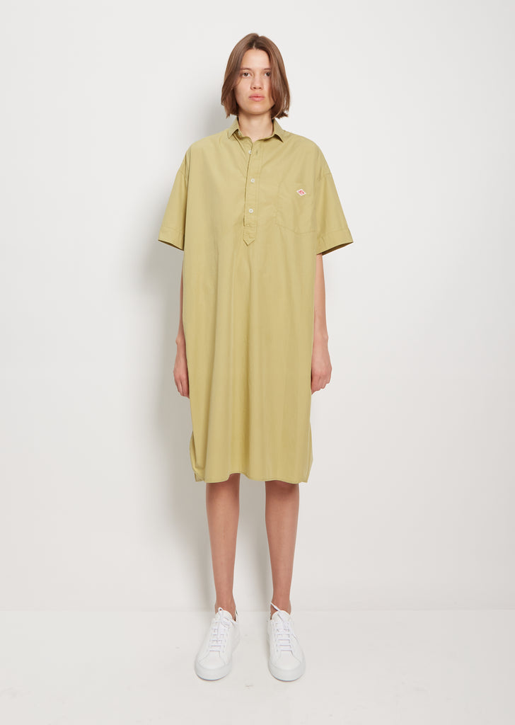 Collared Cotton Dress — Lime