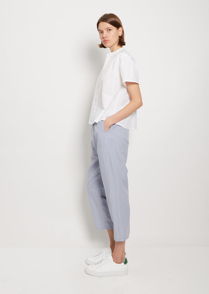 Mandarin Collar Cotton Linen Shirt — White