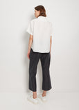 Round Collar Linen Short Sleeve Shirt — White