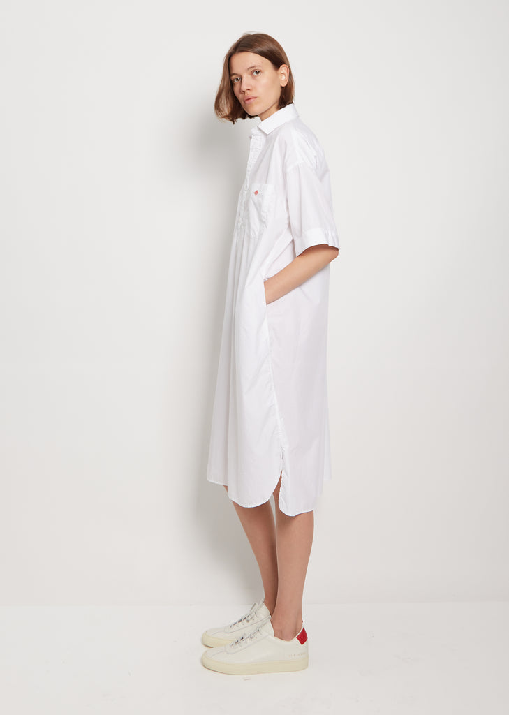 Collared Cotton Dress — White