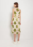 Sheer Top Slip Dress — Green/Nude