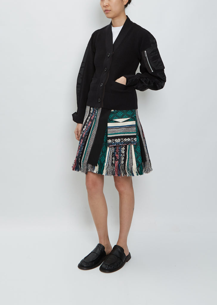 Nylon Twill Mix Knit Cardigan