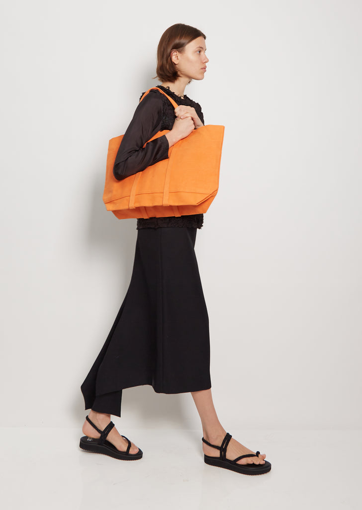 Medium Washed Canvas 6-Pockets Tote — Orange