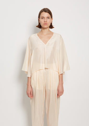 Silk Habotai V-Neck Blouse