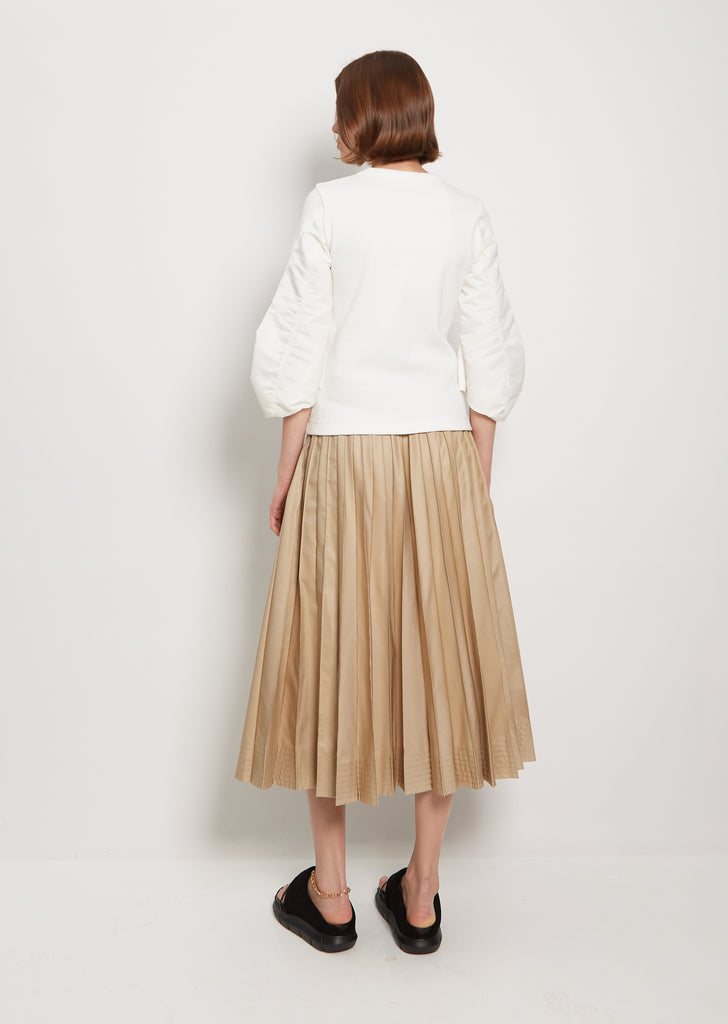 Nylon Twill Mix Cotton Jersey Pullover — White
