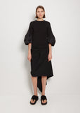 Nylon Twill Mix Cotton Jersey Pullover — Black