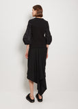 Nylon Twill Mix Cotton Jersey Pullover — Black