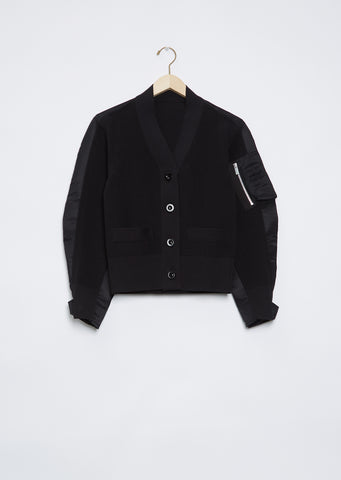 Nylon Twill Mix Knit Cardigan